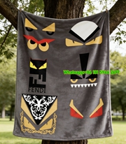 Fendi Monster Faces Collection Flannel Sofa Throw Blanket IMG_9455